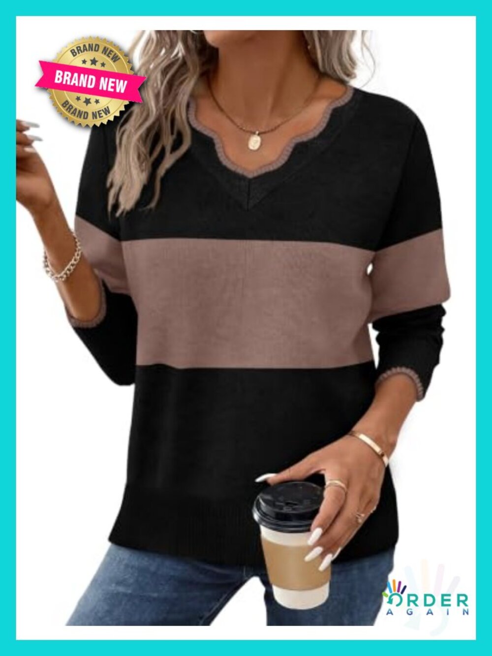 Womens V Neck Pullover Sweater Cozy Lightweight Long Sleeve Fall Top